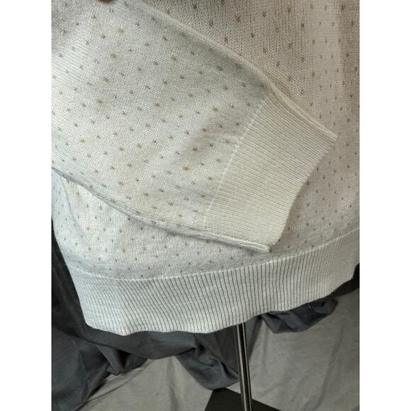 Cream and Gold Vneck Sweater Sz S - Picture 3 of 4